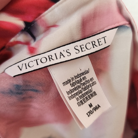 Victoria Secret Red Floral Satin Pajamas Set M - Picture 5 of 8